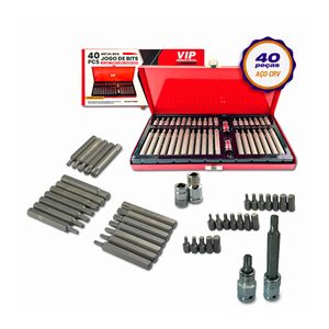 Jogo Ferramenta 40 Pçs Bit Torx Allen Multidentado Metal Box