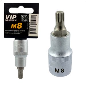 Soquete Multidentado Manual Curto M8 1/2 M8 55mm