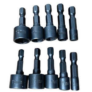 Kit 10 Soquetes Canhão Milímetros 4mm a 13mm Encaixe 3/8