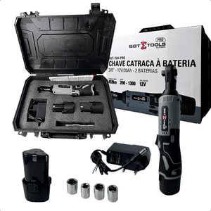 Chave Catraca 45NM 4,5KGF Com Kit De Soquete 2 Baterias 12V