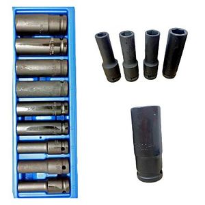 Jogo De Soquete De Impacto Longo Com 9 Peças 10 A 22 Mm